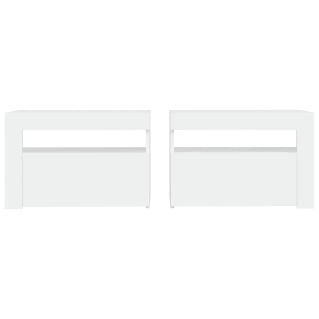 vidaXL Bedside Cabinets 2 pcs with LEDs White 60x35x40 cm