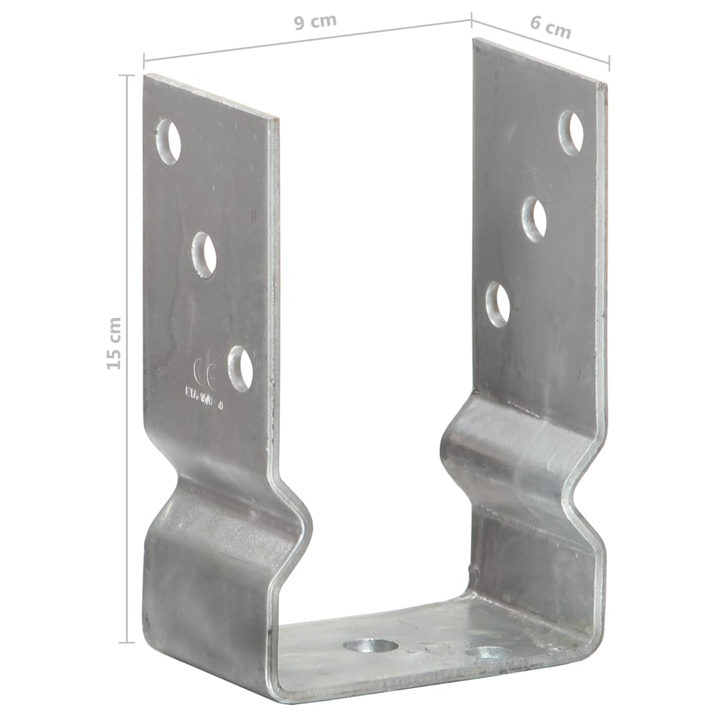 vidaXL Fence Anchors 6 pcs Silver 9x6x15 cm Galvanised Steel