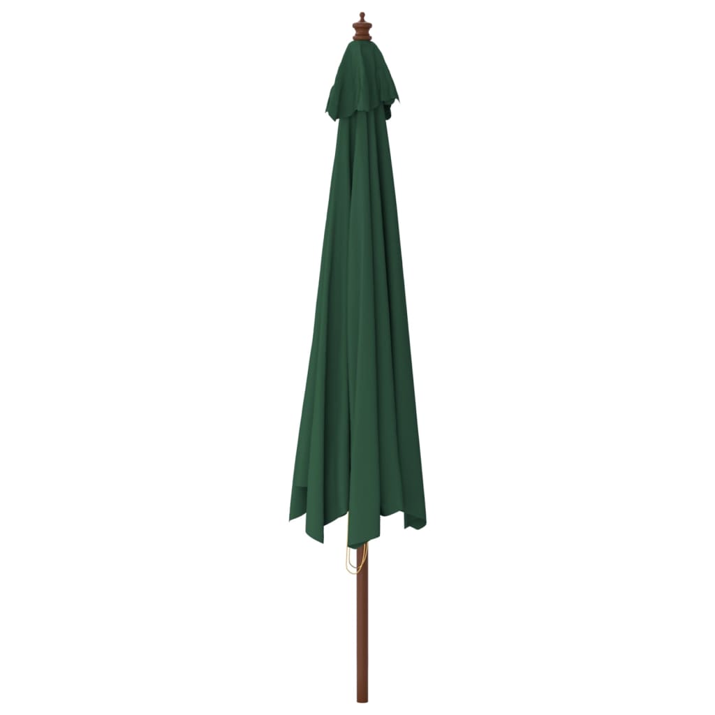 vidaXL Garden Parasol with Wooden Pole Green 400x273 cm