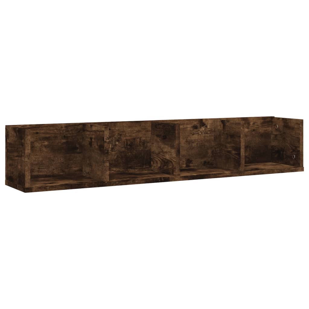 vidaXL CD Wall Shelf Smoked Oak 100x18x18 cm Engineered Wood