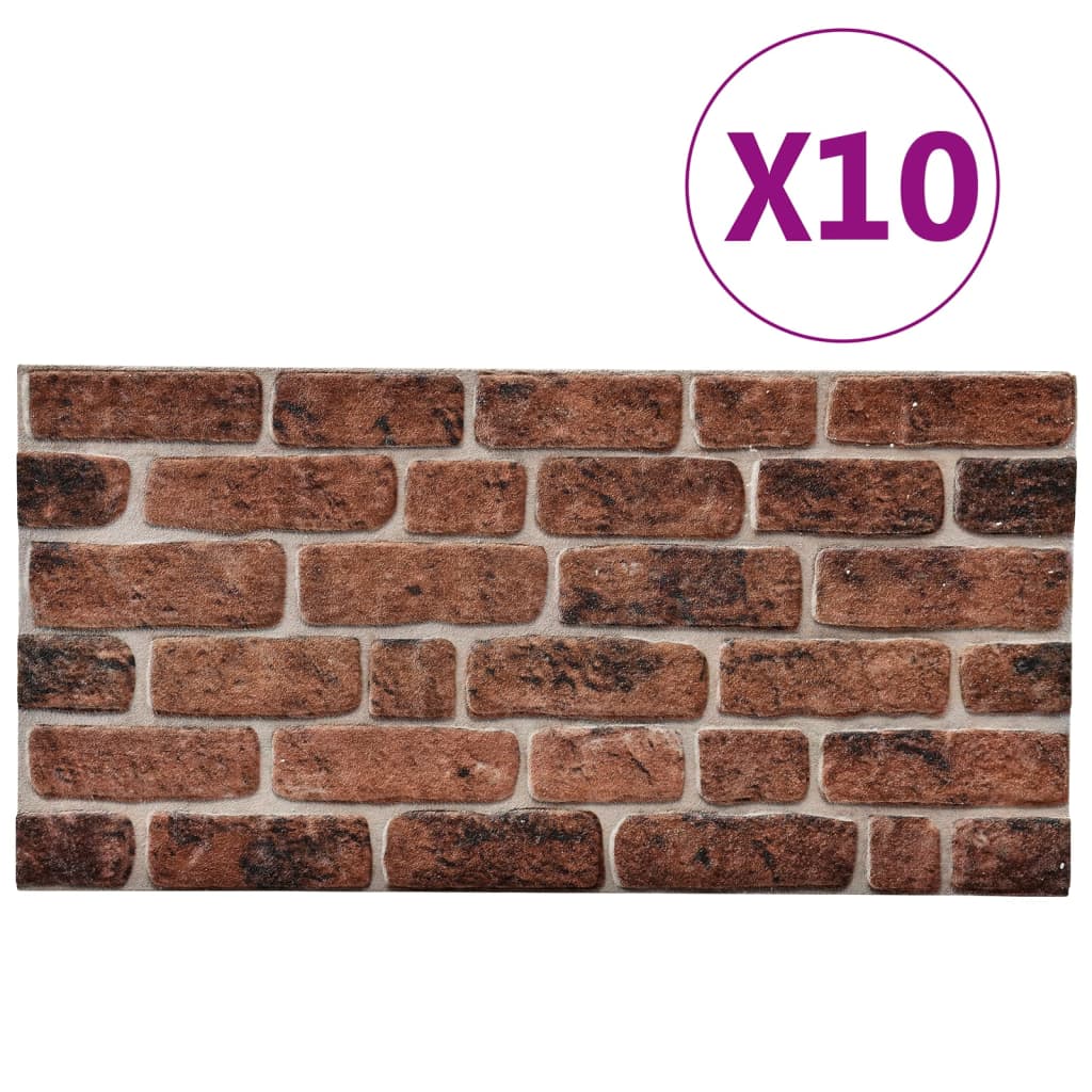 vidaXL 3D Wall Panels with Dark Brown Brick Design 10 pcs EPS