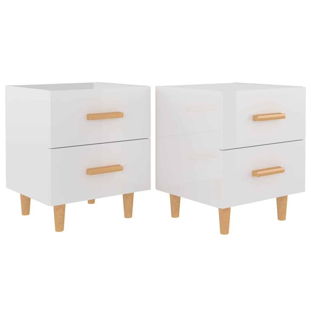 vidaXL Bed Cabinets 2 pcs High Gloss White 40x35x47.5 cm