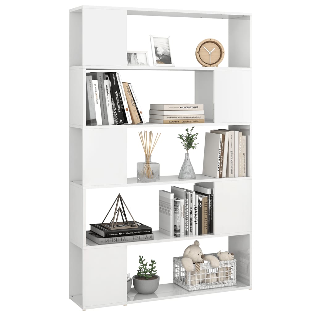 vidaXL Book Cabinet Room Divider High Gloss White Engineered Wood