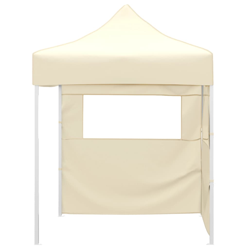 vidaXL Professional Folding Party Tent with 2 Sidewalls 2x2 m Steel Cream