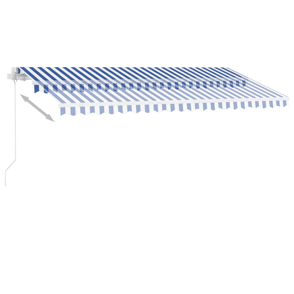 vidaXL Freestanding Manual Retractable Awning 450x350 cm Blue/White