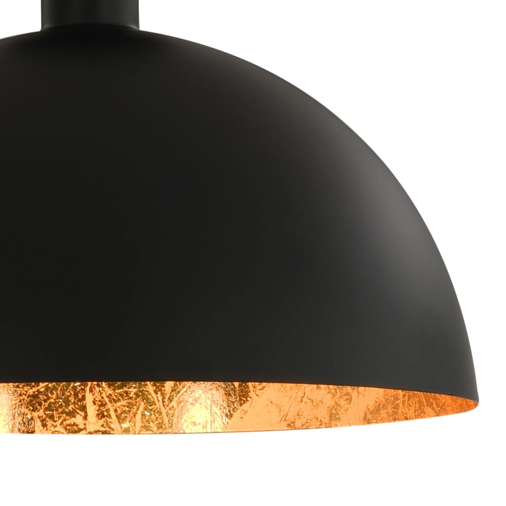 vidaXL Ceiling Lamps 2 pcs Black and Gold Semi-spherical E27