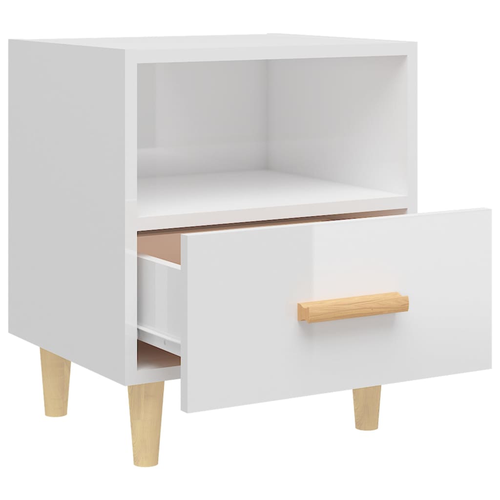 vidaXL Bedside Cabinet High Gloss White 40x35x47 cm