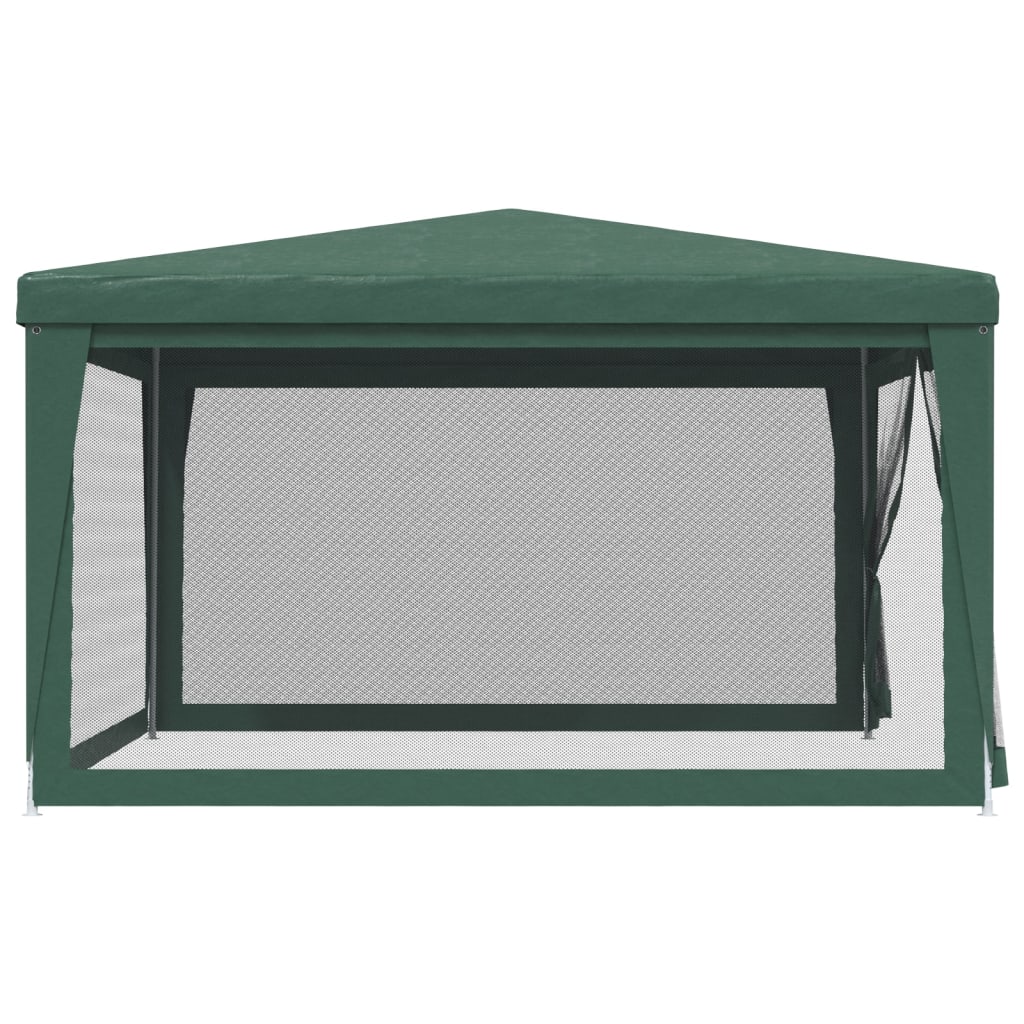 vidaXL Party Tent with 4 Mesh Sidewalls Green 4x4 m HDPE