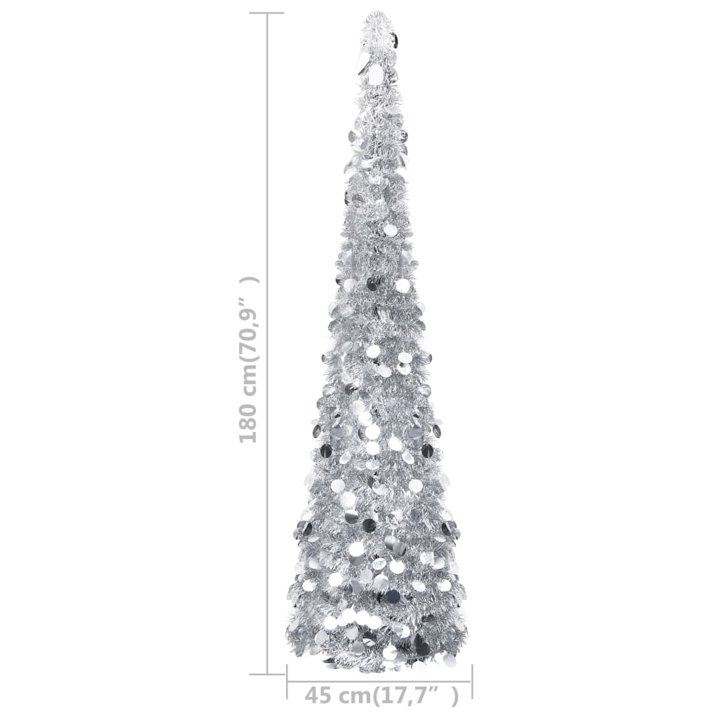 vidaXL Pop-up Artificial Christmas Tree Silver 180 cm PET