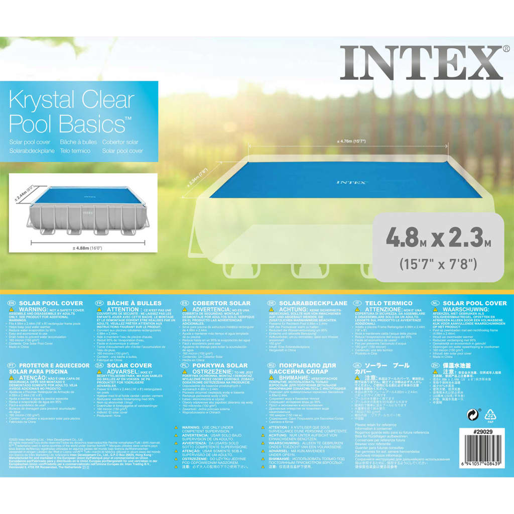 Intex Solar Pool Cover Rectangular 488x244 cm