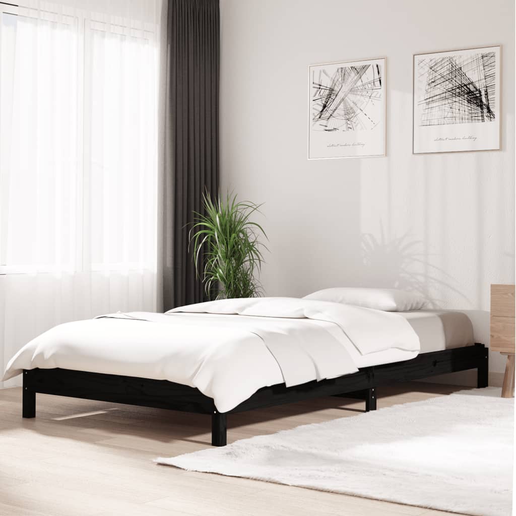 vidaXL Stack Bed Black 90x190 cm Solid Wood Pine