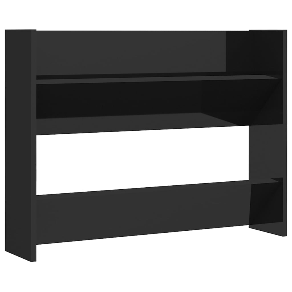 vidaXL Wall Shoe Cabinet High Gloss Black 80x18x60 cm Engineered Wood