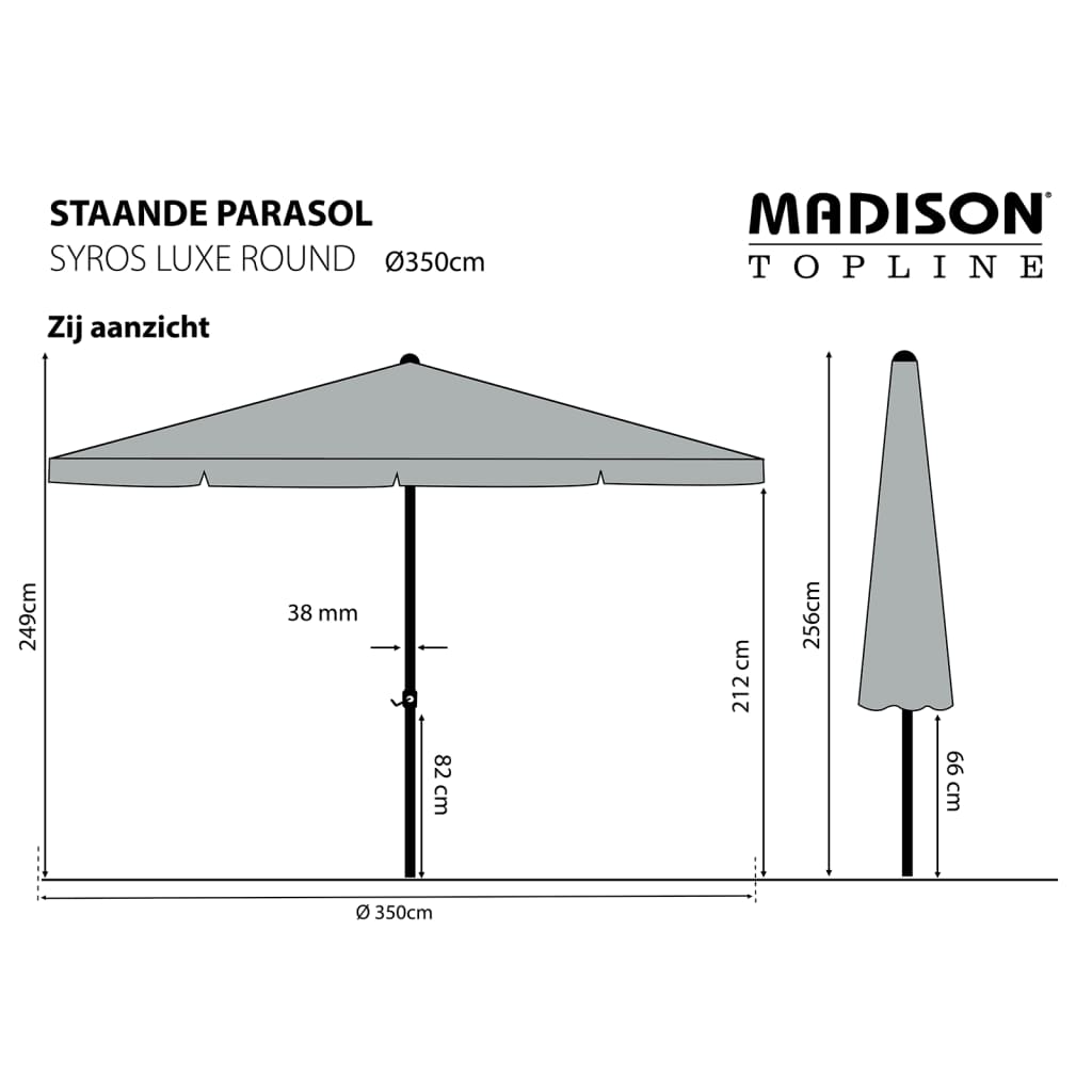 Madison Parasol Syros Luxe 350 cm Round Grey
