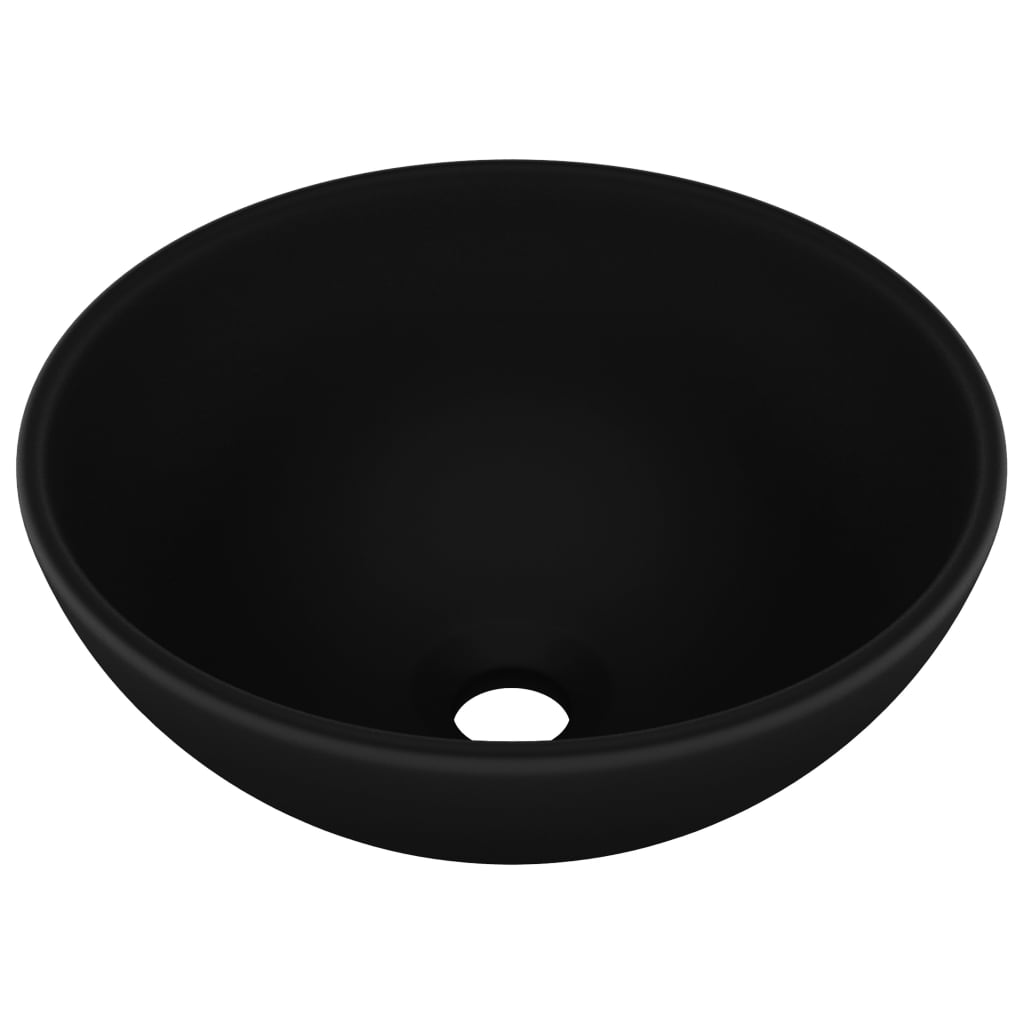 vidaXL Luxury Bathroom Basin Round Matt Black 32.5x14 cm Ceramic