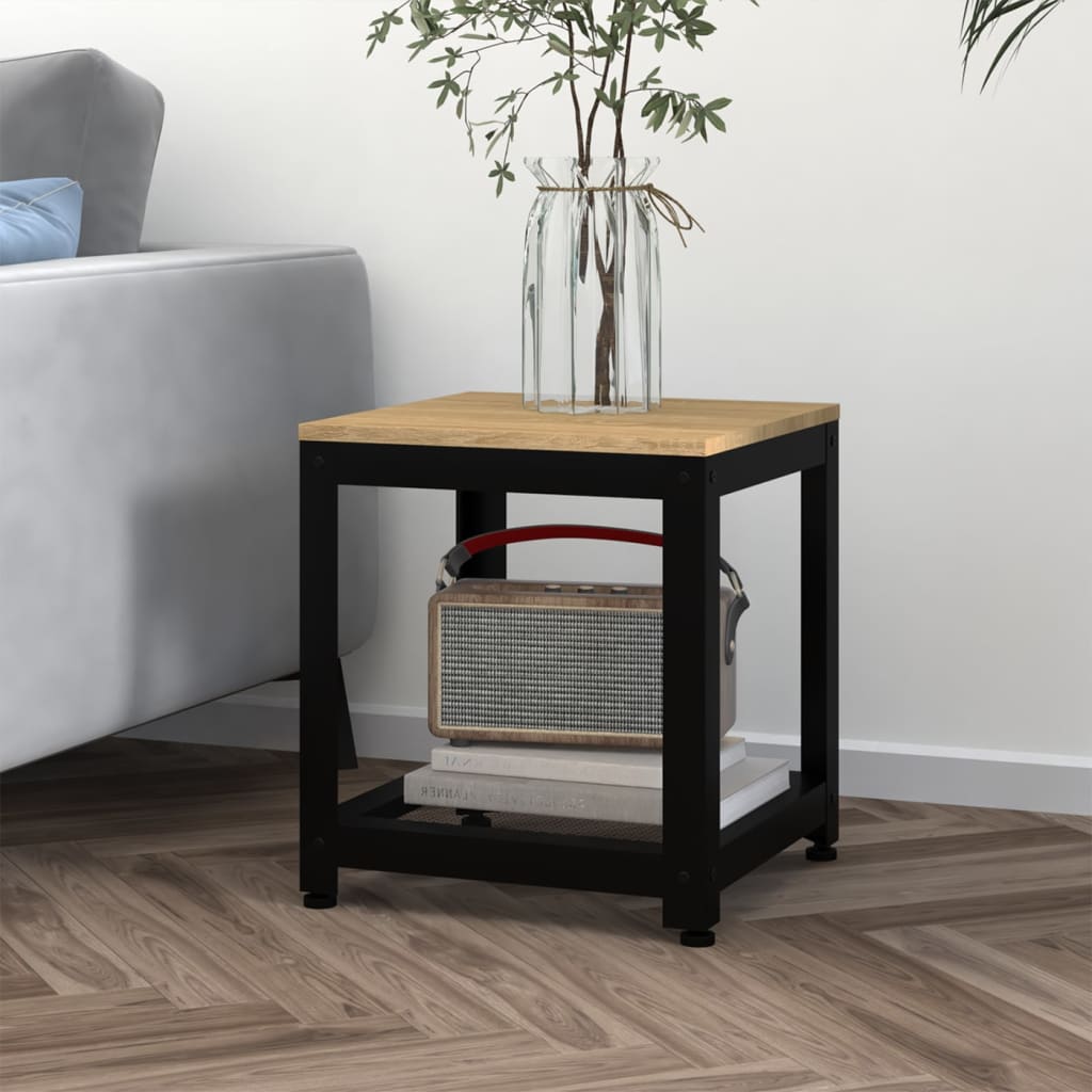 vidaXL Side Table Light Brown and Black 40x40x45 cm MDF and Iron