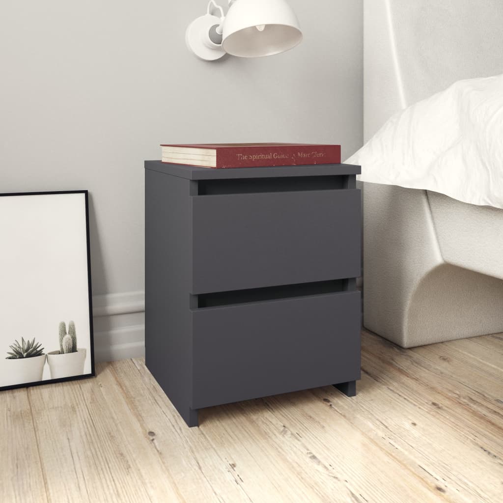 vidaXL Bedside Cabinet Grey 30x30x40 cm Engineered Wood