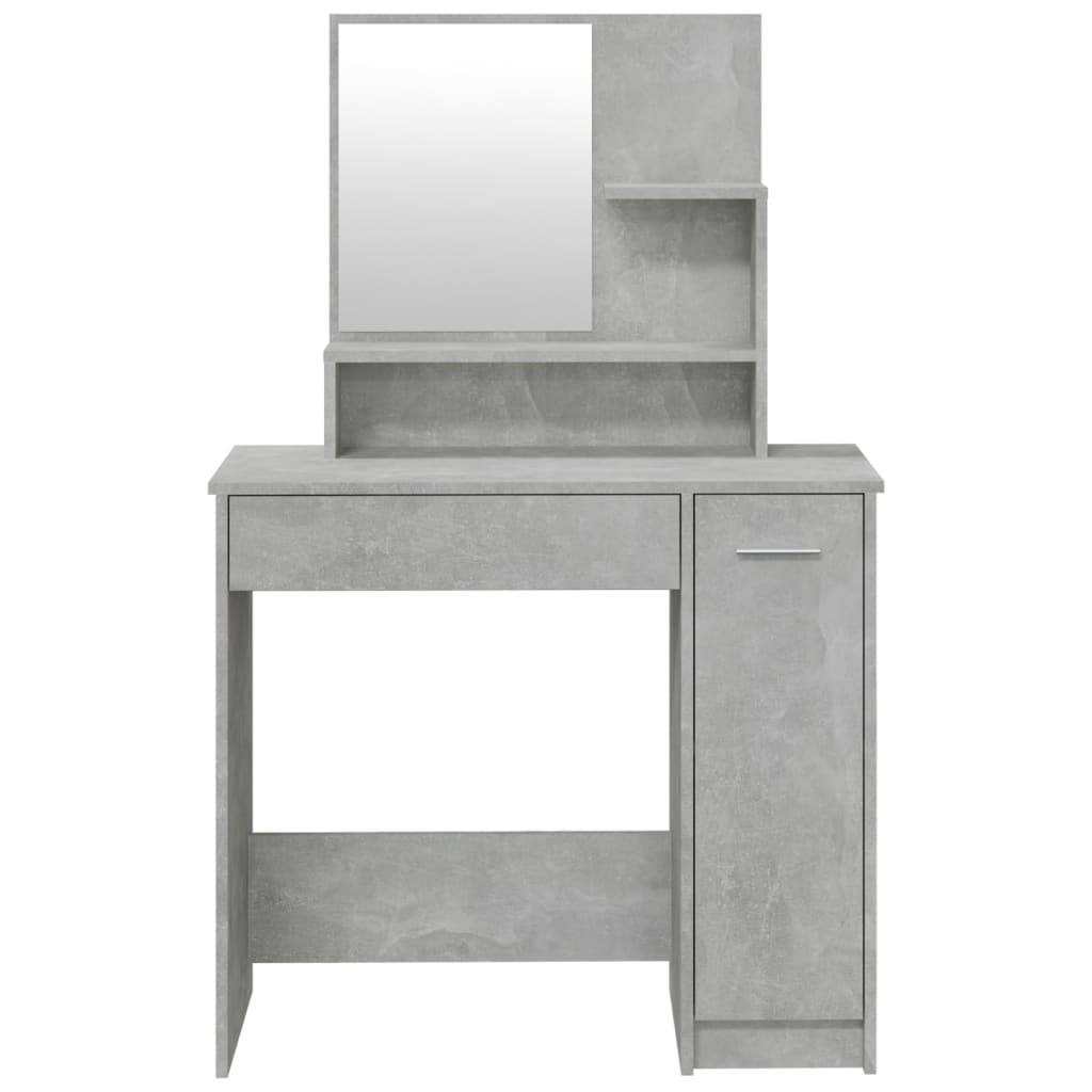 vidaXL Dressing Table with Mirror Concrete Grey 86.5x35x136 cm