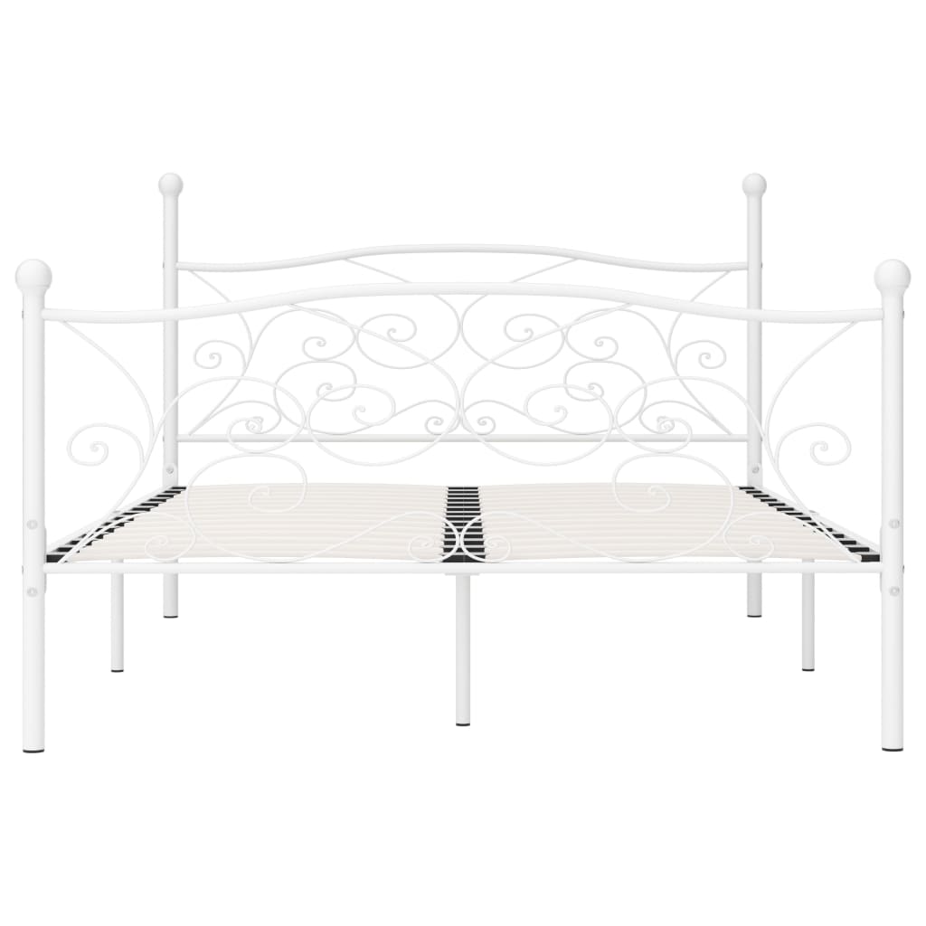 vidaXL Bed Frame with Slatted Base White Metal 160x200 cm