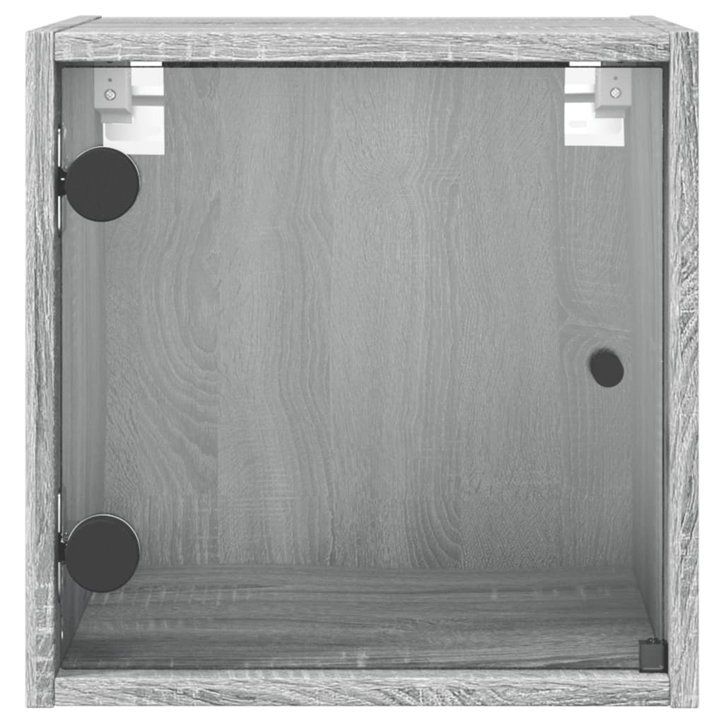 vidaXL Bedside Cabinet with Glass Door Grey Sonoma 35x37x35 cm