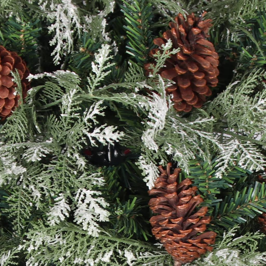 vidaXL Pre-lit Christmas Tree with Pine Cones Green&White 150 cm PVC&PE