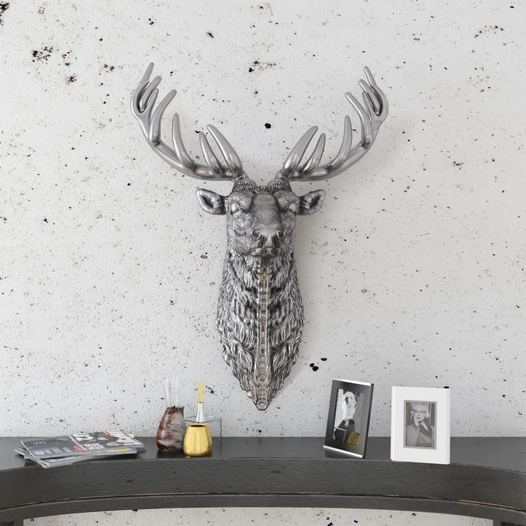 vidaXL Deer Head Decoration Wall-Mounted Aluminium Silver