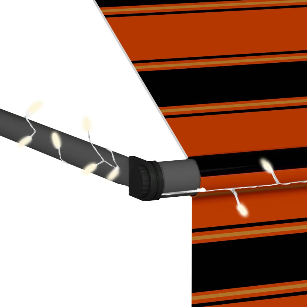 vidaXL Manual Retractable Awning with LED 400 cm Orange and Brown