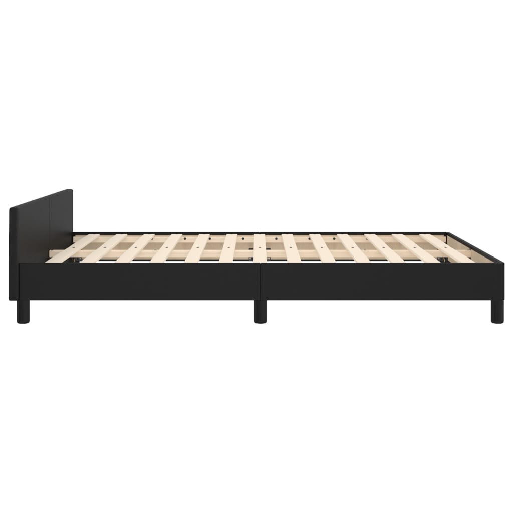 vidaXL Bed Frame with Headboard Black 135x190cm Double Faux Leather