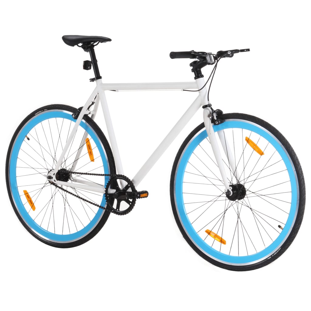 vidaXL Fixed Gear Bike White and Blue 700c 55 cm
