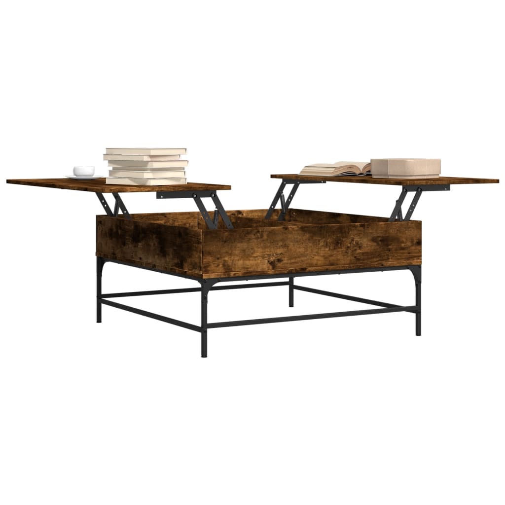 vidaXL Coffee Table Smoked Oak 95x95x45 cm Engineered Wood and Metal