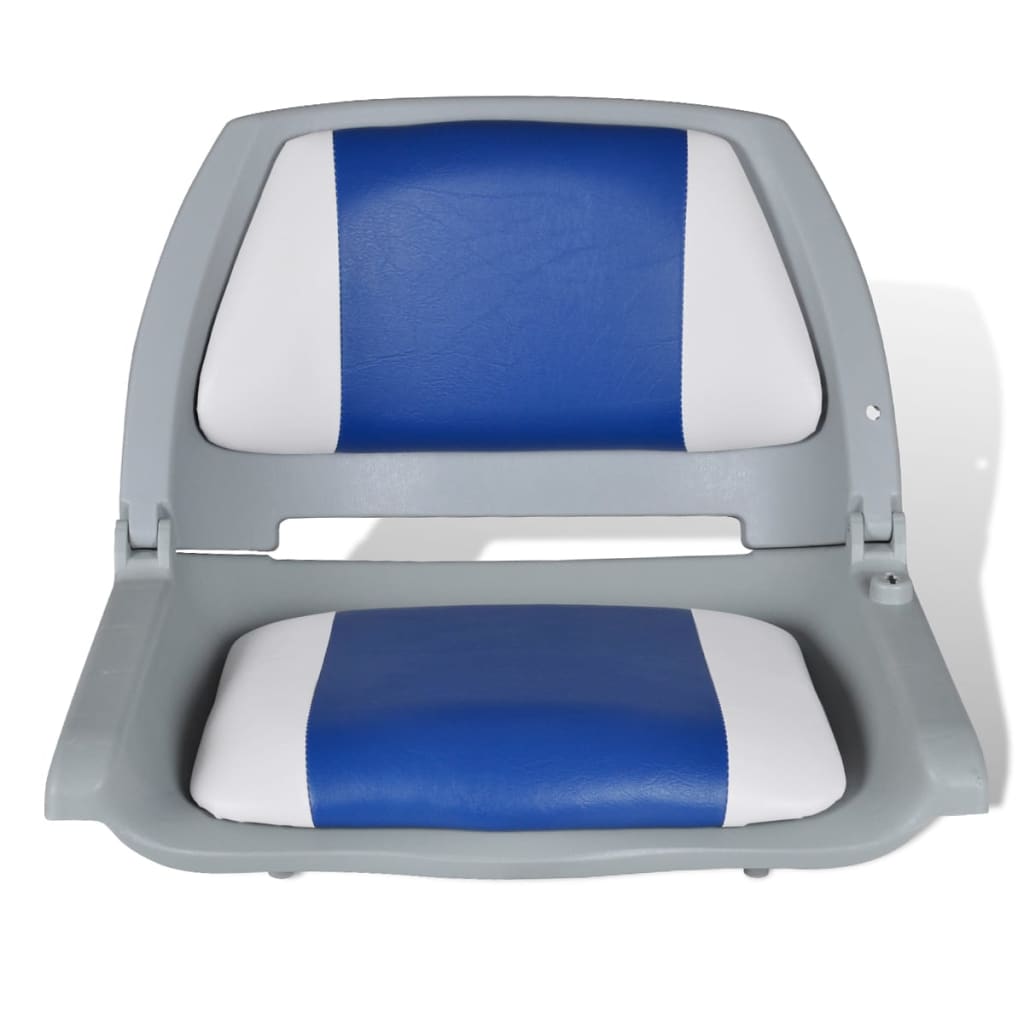 vidaXL Boat Seats 2 pcs Foldable Backrest Blue-white Pillow 41x51x48cm