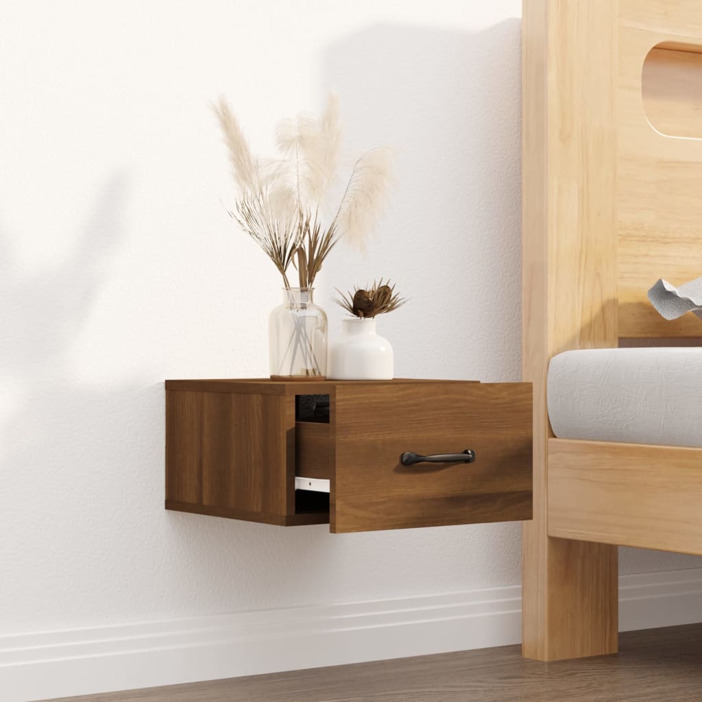 vidaXL Wall-mounted Bedside Cabinet Brown Oak 35x35x20 cm