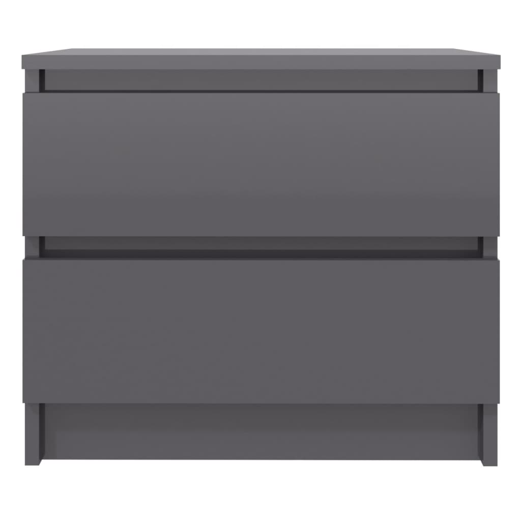 vidaXL Bed Cabinets 2 pcs High Gloss Grey 50x39x43.5 cm Engineered Wood