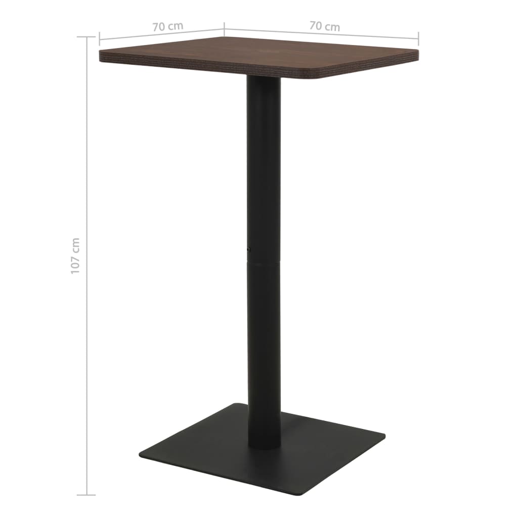 vidaXL Bistro Table Dark Ash 70x70x107 cm