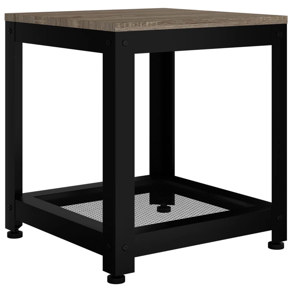 vidaXL Side Table Grey and Black 40x40x45 cm MDF and Iron