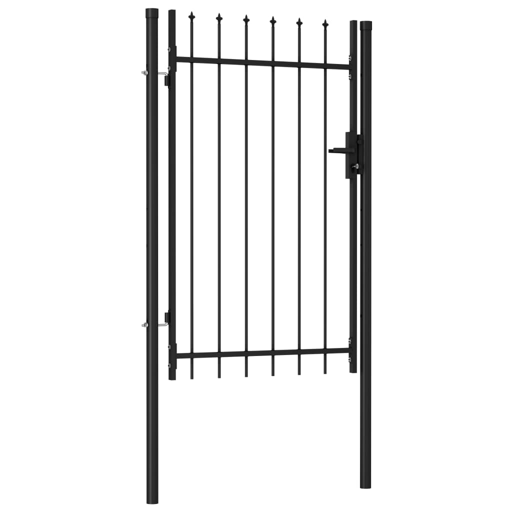 vidaXL Fence Gate Single Door with Spike Top Steel 1x1.5 m Black
