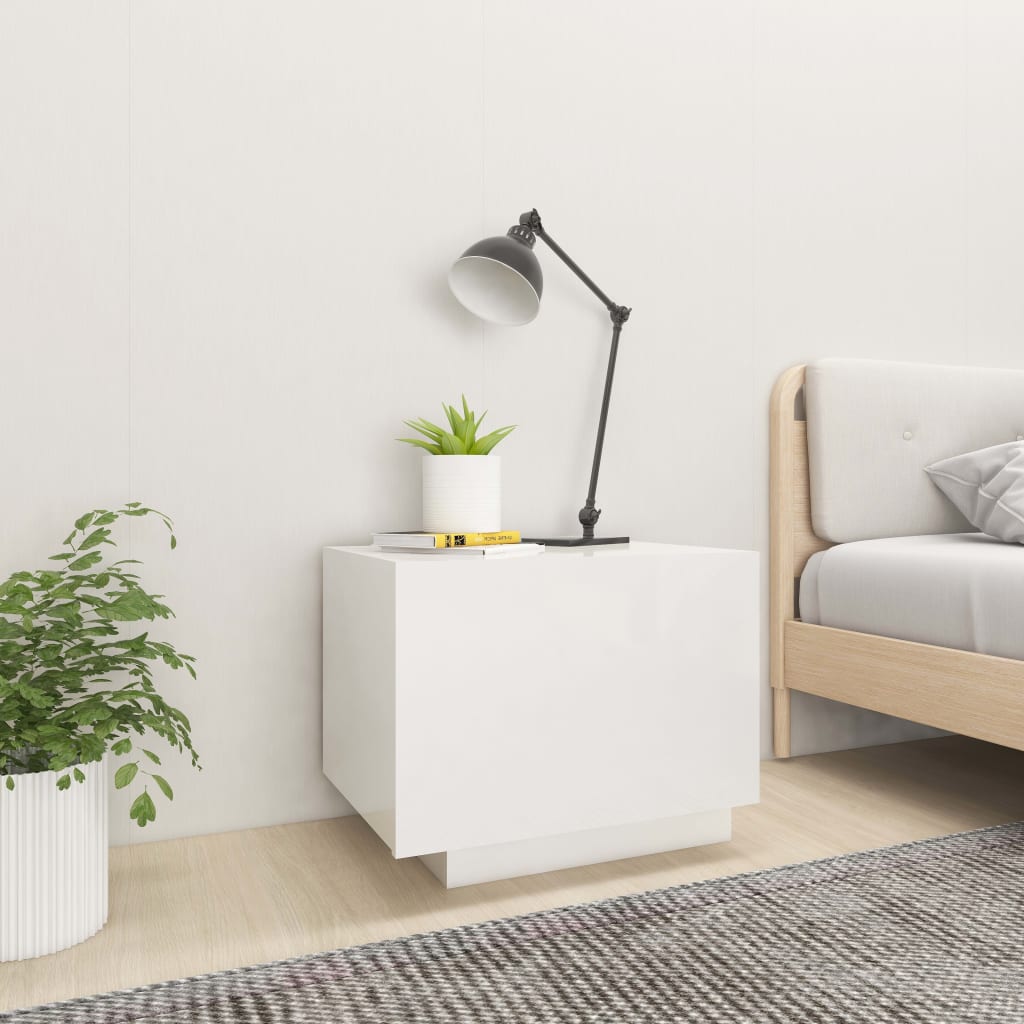 vidaXL Bedside Cabinet High Gloss White 100x35x40 cm Engineered Wood