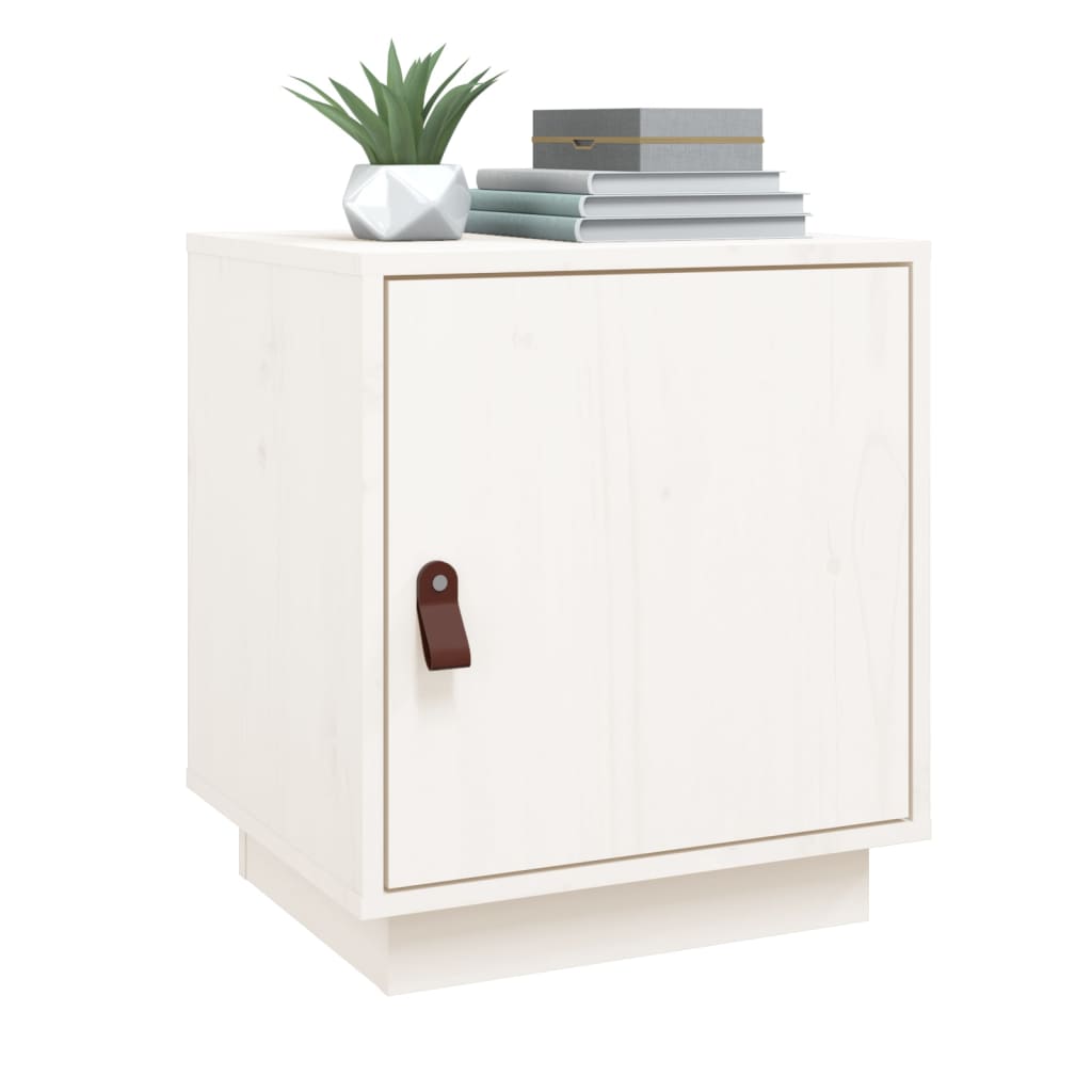 vidaXL Bedside Cabinet White 40x34x45 cm Solid Wood Pine