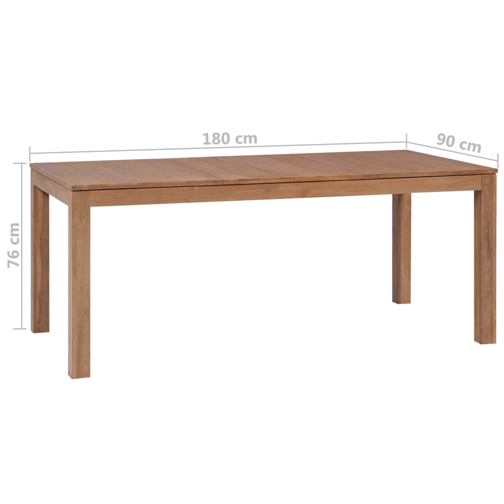 vidaXL Dining Table Solid Teak Wood with Natural Finish 180x90x76 cm