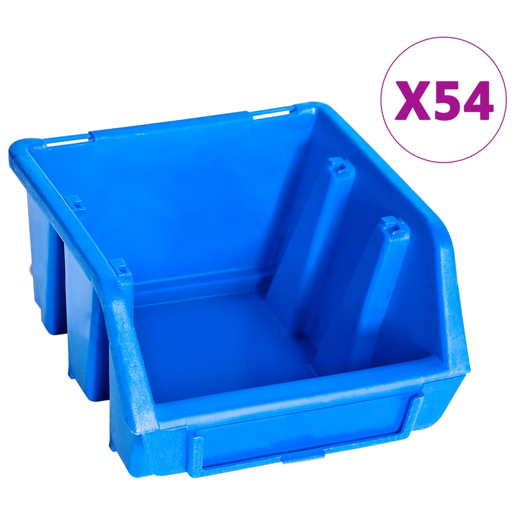 vidaXL 96 Piece Storage Bin Kit with Wall Panels Blue