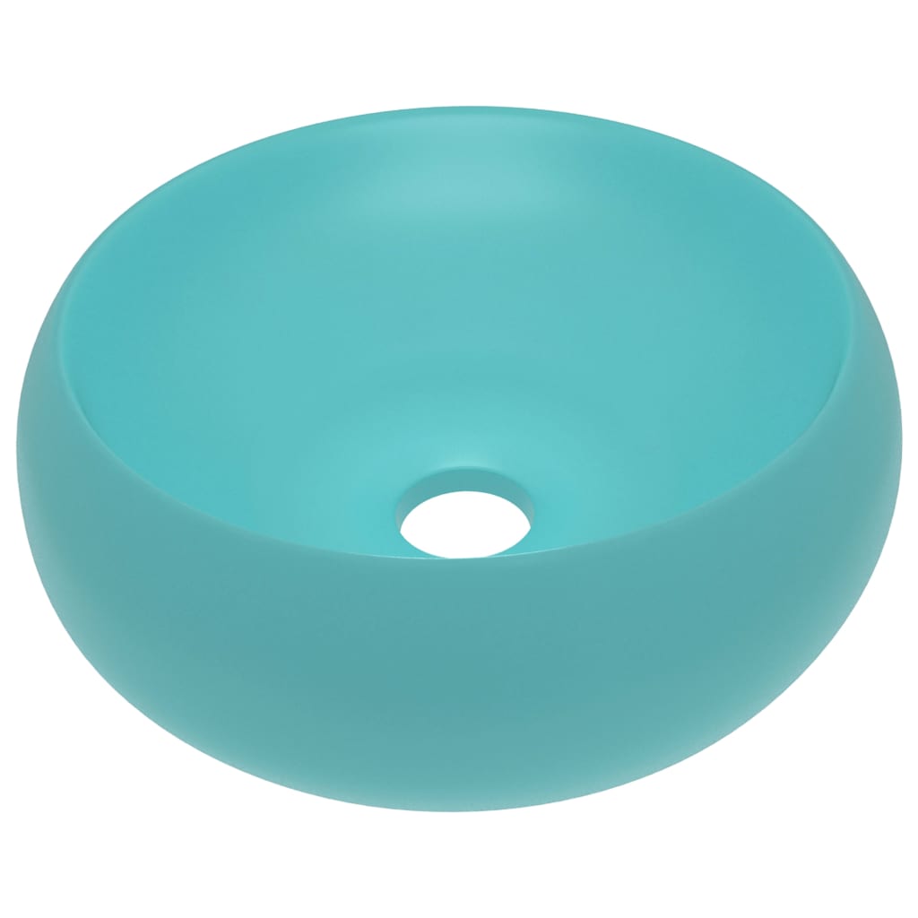 vidaXL Luxury Wash Basin Round Matt Light Green 40x15 cm Ceramic