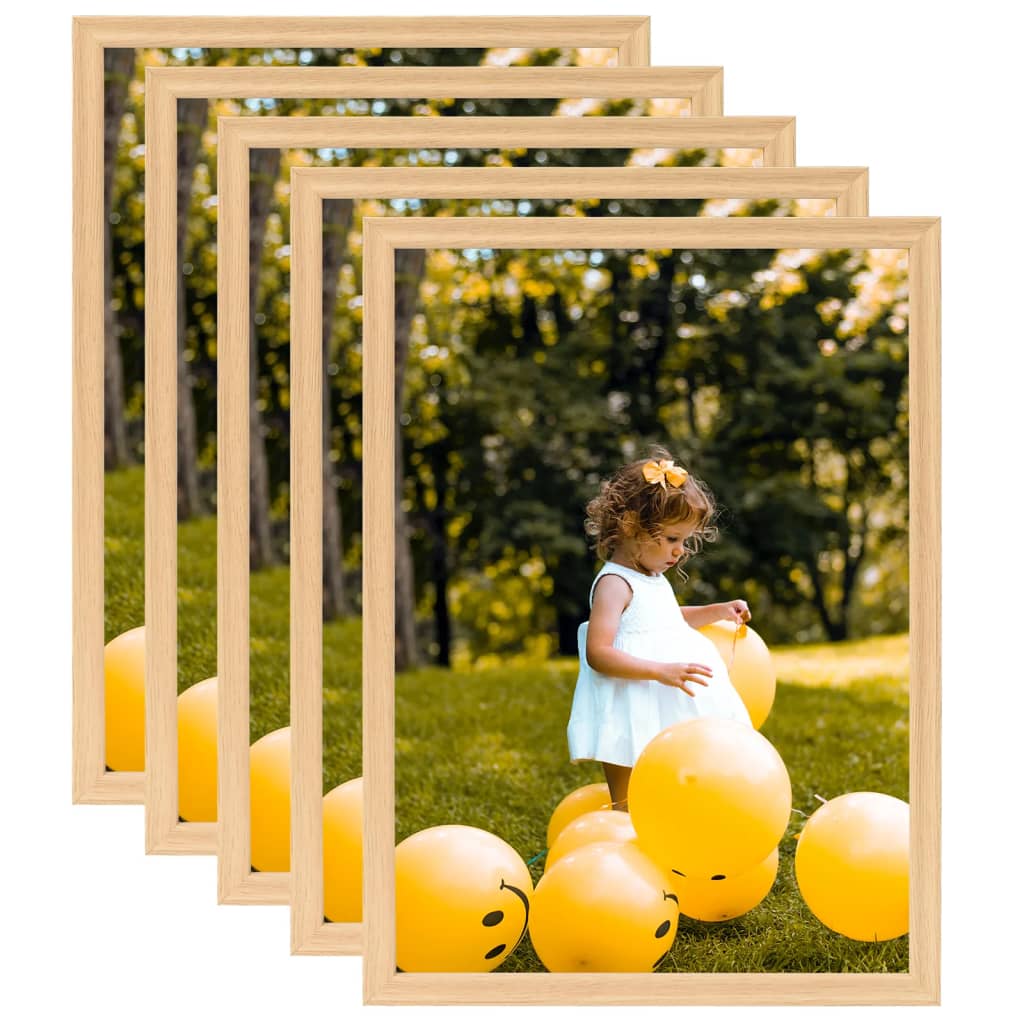 vidaXL Photo Frames Collage 5pcs for Wall or Table Light Oak 29.7x42cm