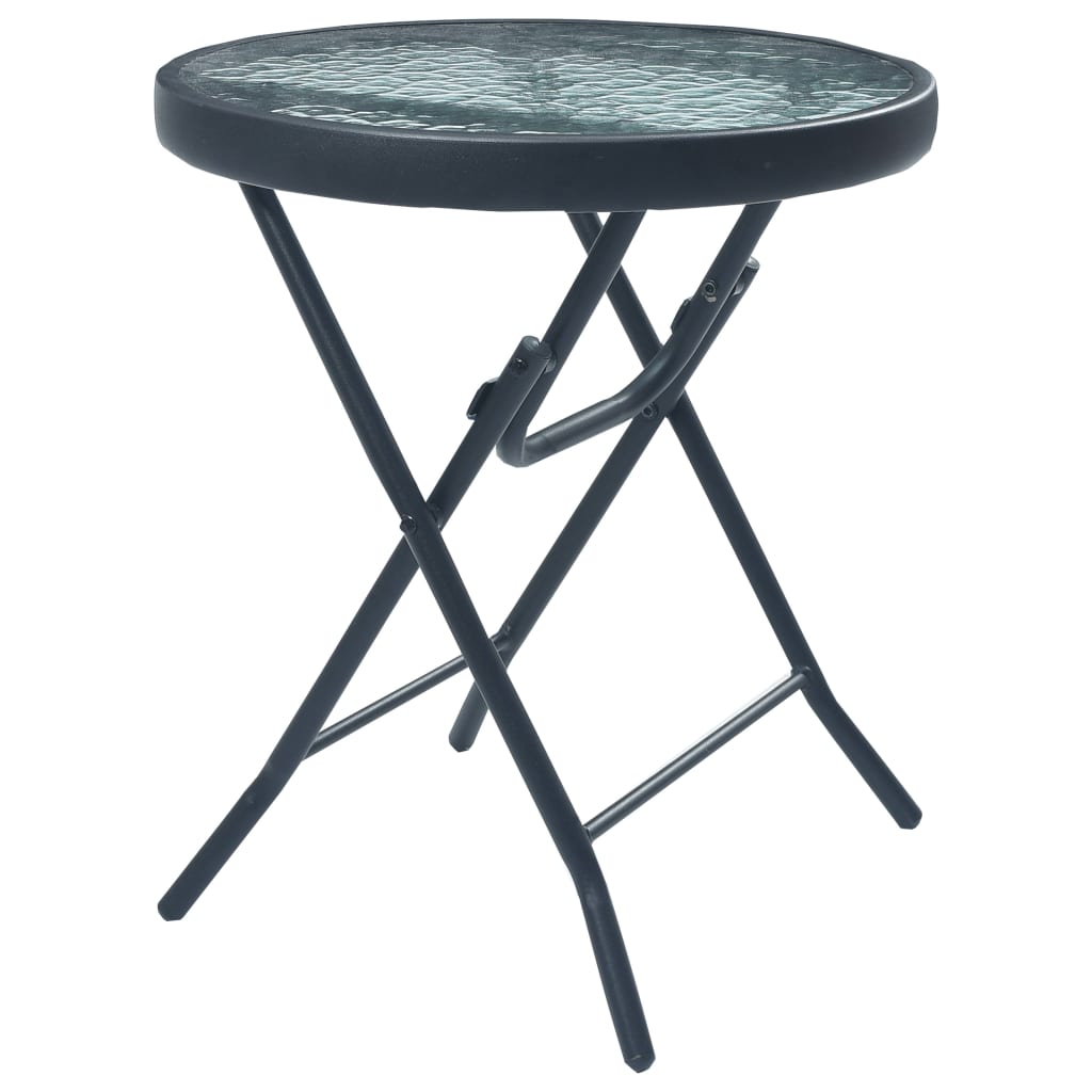 vidaXL Bistro Table Black 40x46 cm Steel and Glass