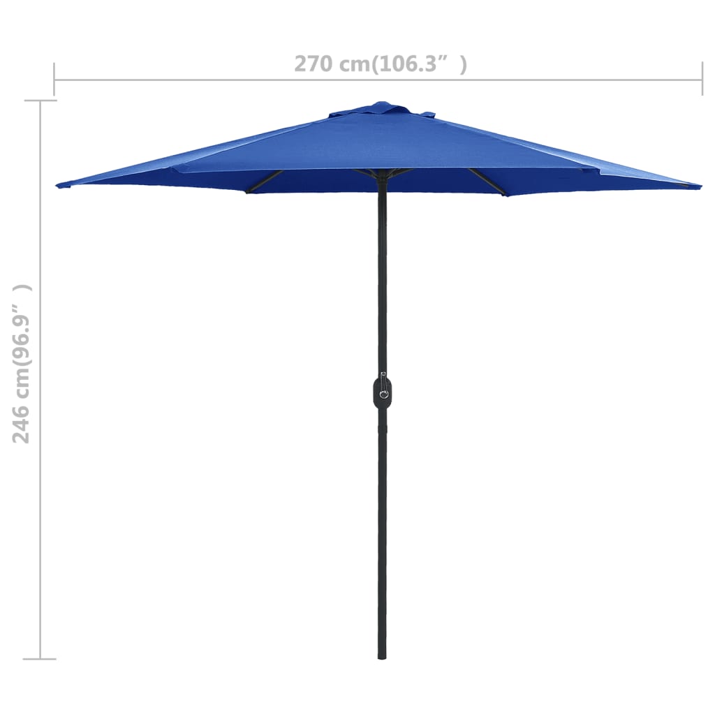 vidaXL Outdoor Parasol with Aluminium Pole 270x246 cm Azure Blue