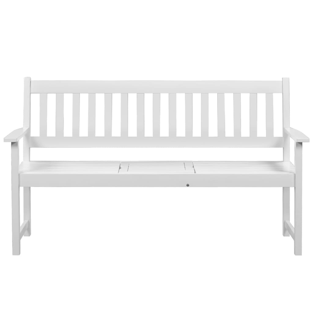 vidaXL Garden Bench with Pop-up Table 158 cm Solid Acacia Wood White