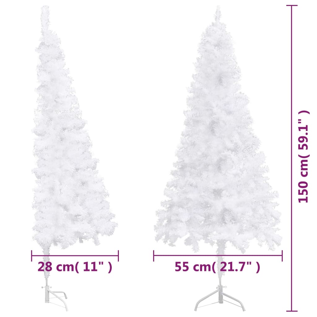 vidaXL Corner Artificial Christmas Tree LEDs&Ball Set White 150 cm PVC