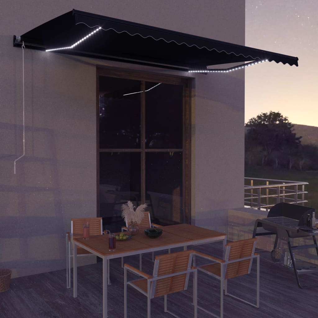 vidaXL Retractable Awning with Wind Sensor & LED 600x300 cm Anthracite