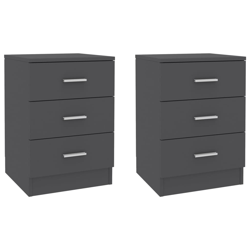 vidaXL Bedside Cabinets 2 pcs Grey 38x35x56 cm Engineered Wood
