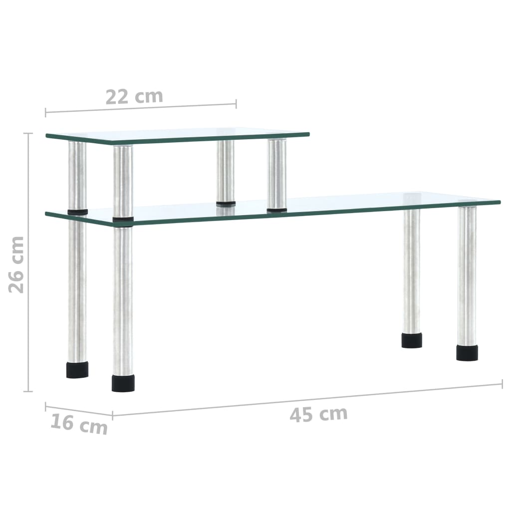 vidaXL Kitchen Shelf Transparent 45x16x26 cm Tempered Glass