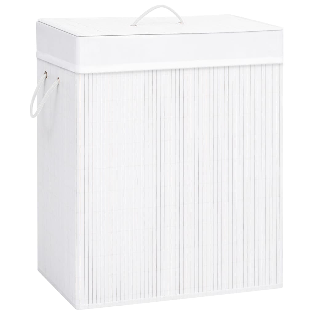 vidaXL Bamboo Laundry Basket White 83 L vidaXL.co.uk