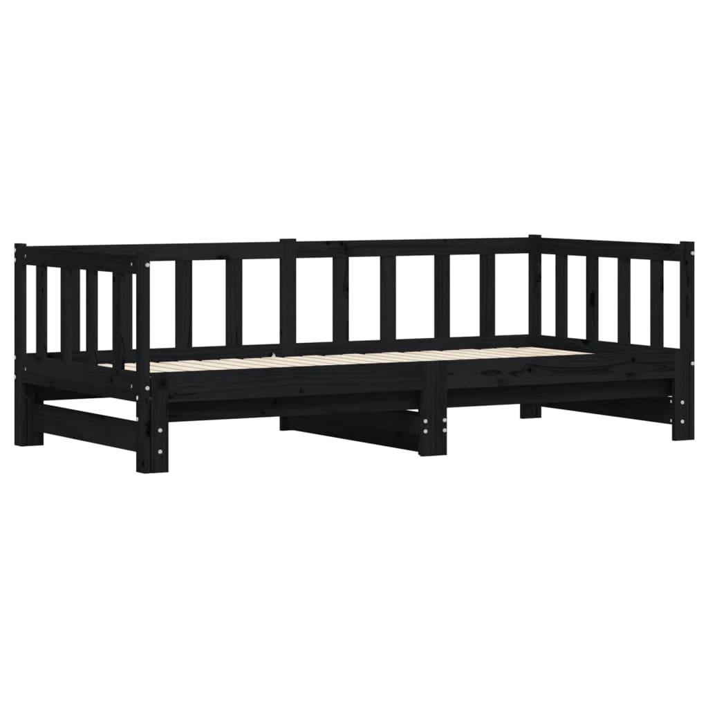 vidaXL Day Bed with Trundle Black 80x200 cm Solid Wood Pine